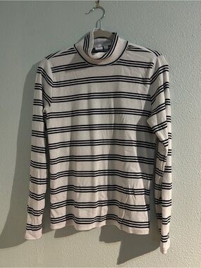 GAP Striped Turtleneck Top - Ivory & Black